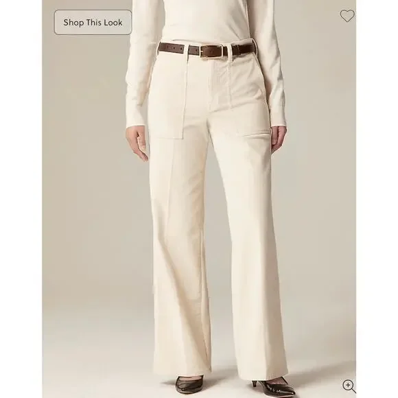 J. Crew camp-pocket wide-leg pant in stretch corduroy Pale Bone NWT size 28P - Picture 2 of 8